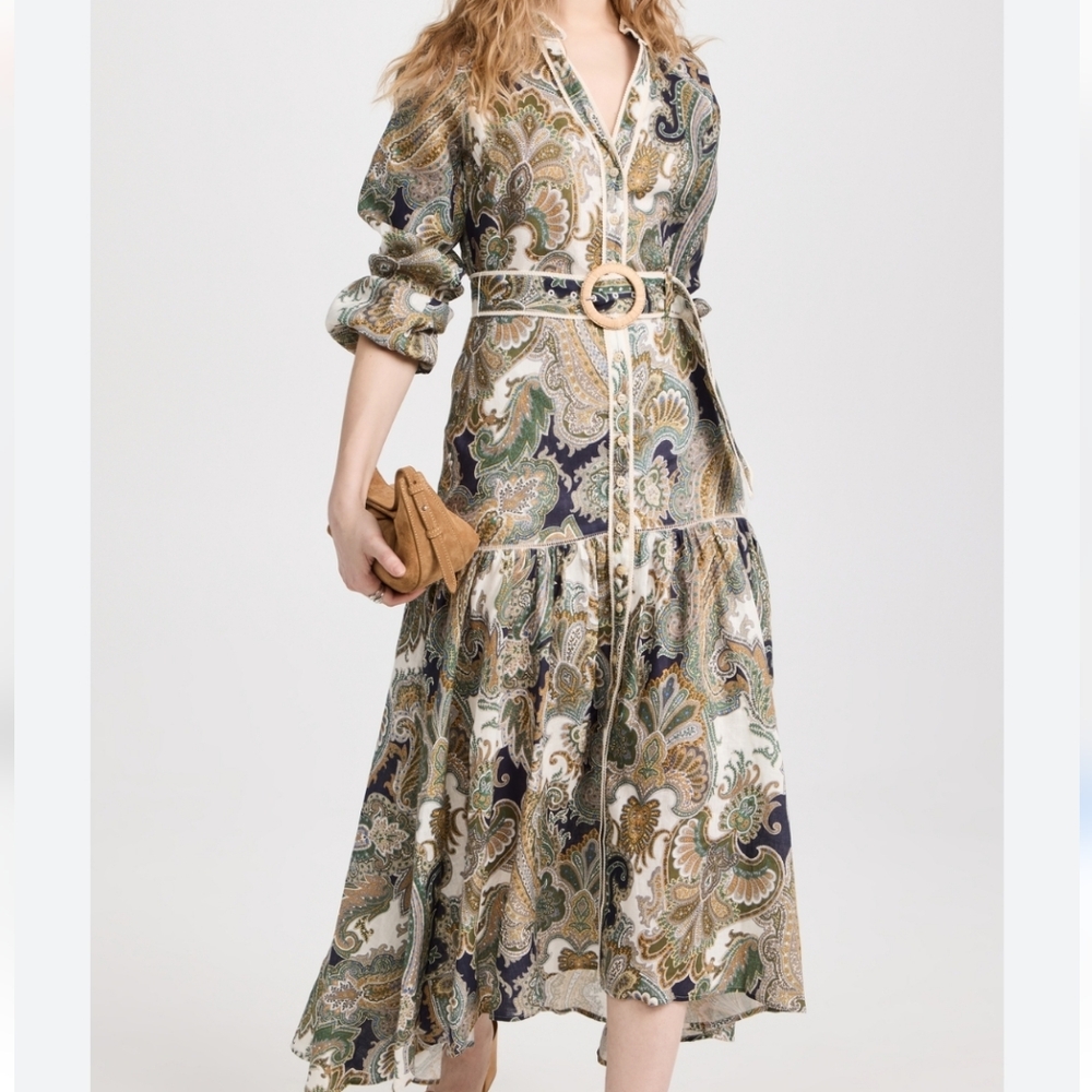 Veronica  Beard Kader Linen Paisley Dress
